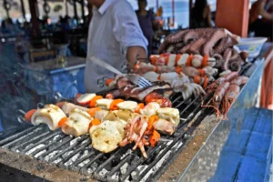 greece cyclades santorini a fish barbecue