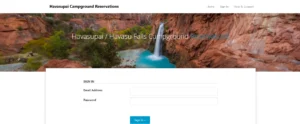 Online page of Permit for Havasupai