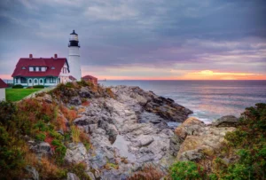 Portland Head Lighthouse at sunrise