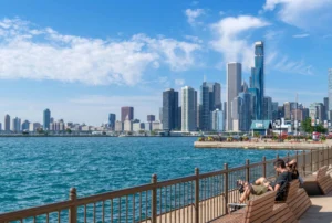 The Chicago skyline from Navy Pier