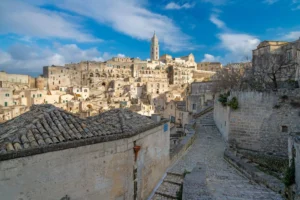 Matera - The cityscape in the sunset light.