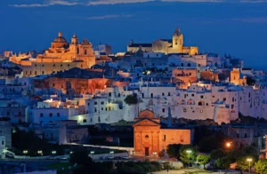 Puglia, Italy % Ostuni at dusk, Puglia