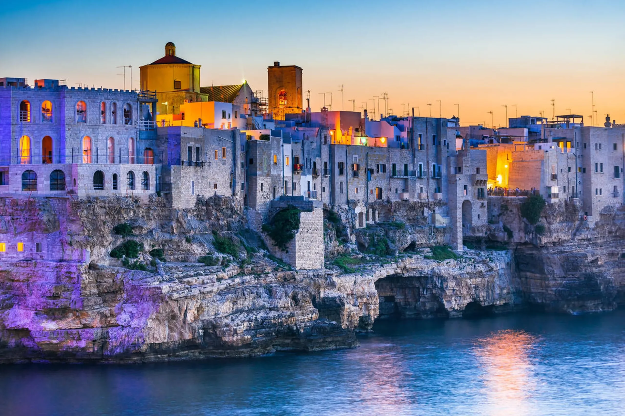Puglia, Italy. Sunset scenery Polignano a Mare