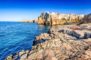 Puglia, Italy. Sunset scenery of Polignano a Mare 