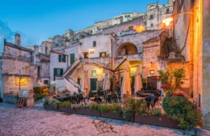 Scenic evening sight of the 'Sassi' district in Matera