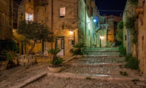 Scenic evening sight of the 'Sassi' district in Matera, Basilicata